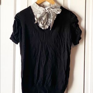 Forever 21 Black Sweater with pinstripe collar